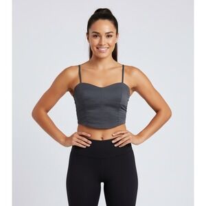 Vintage Bebe Sport Goth Whimsigoth XS Gray Bralette Sheen Crop‎ Top